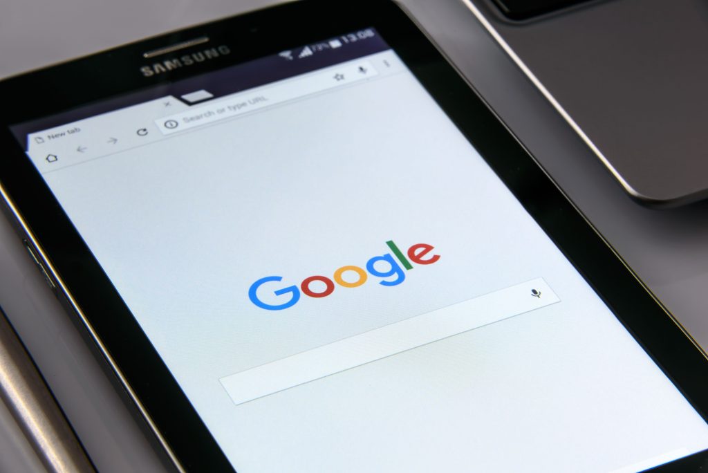 Tablet with Google Search Open